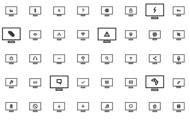 Set Of Linear Computer Icons Collection Isolated Silhouette Solid Icons Including Add-Computer,Computer-Volume,Computer-Settings,Computer Business Infographic Elements Logo Vector Illustration