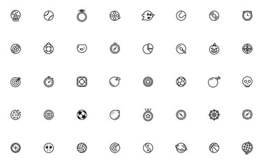 Set Of Circle Icons Icons Collection Isolated Silhouette Solid Icons Including Sport,Halloween,Play,Ball,Map Business Infographic Elements Logo Vector Illustration