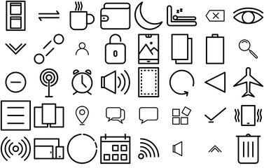 Mega Set Of Vector Cellular Base Ui Vector Symbols Apps, Websites Ui Designs Suitable For Ui,Business,Navigation,User,Interface Simple Black Style Symbol Sign For Apps And Website, Vector Illustration