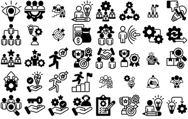 Set Of Linear Change Management Icons Collection Isolated Silhouette Solid Icons Including Idea,Process,Team,Hand,Business Infographic Simple Vector Illustration Logo