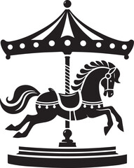 Carousel horse vector silhouette illustration logo © Sojol