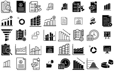 Mega Set Of Vector Business Report Icons Web Header Banner Design Containing Data,Statistics,Planning,Business,Analytics Set Vector Flat Line Icons