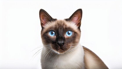 シャムネコのポートレート（Siamese cat portrait on white background）
