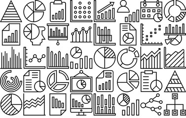 Set Of Linear Business Charts And Diagrams Line Vector Symbols Apps, Websites Ui Designs Suitable For Graph,Chart,Diagram,Analytics,Statistics Infographic Simple Vector Illustration Logo