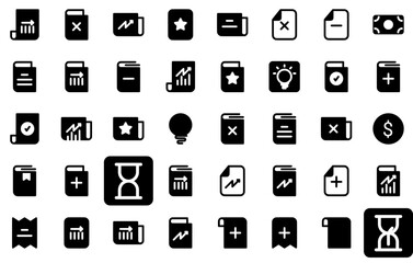 Set Of Business Bf Icons Collection Isolated Silhouette Solid Icons Including Note,File,Document,Book,Paper Stroke Icon Collection. Vector Illustration