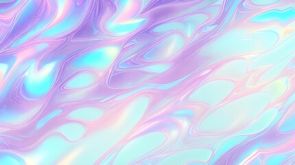 Obraz premium Holographic background seamless trendy iridescent light foil texture. Soft holographic pastel unicorn marble background pattern. Modern pearlescent blurry abstract swirl illustration. 