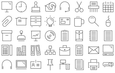 A Collection Of Bureau Vector Symbols Apps, Websites Ui Designs Suitable For Work,Agency,Office,Bureau,Business Vector Icon Set Linear Pictogram Pack