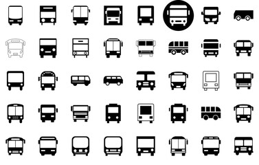 Mega Set Of Vector Bus Icons Web Header Banner Design Containing Automobile,Transportation,Bus,Travel-Bus,Vehicle Pictograms And Infographics Design Elements Vector Illustration