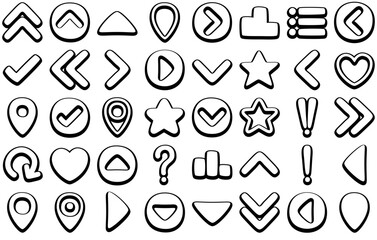 Set Of Bubble Toon Ui Icons Web Header Banner Design Containing Toon,Bubble,Location,Arrow,Cartoon Stroke Icon Collection. Vector Illustration