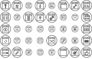 Set Of Linear Browser1 Line Icons Web Header Banner Design Containing Website,Web-Page,Seo,Webpage,Browser Set Vector Flat Line Icons