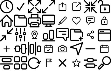 Set Of Basic Ui Vector Symbols Apps, Websites Ui Designs Suitable For Document,Point,Voice,Arrow,Page Simple Black Style Symbol Sign For Apps And Website, Vector Illustration