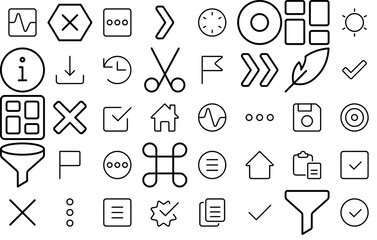 Set Of Basic Ui Light Icons Web Header Banner Design Containing Check-Mark,Home,Close,Menu,Check Infographic Simple Vector Illustration Logo