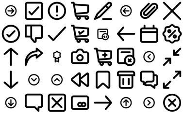 Mega Set Of Vector Basic Ui Line Icons Web Header Banner Design Containing Essential,Arrow,Square,Basic,Ui Set Vector Flat Line Icons