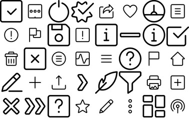 Naklejka premium Mega Set Of Vector Basic Ui Regular Icons Silhouette Vector Logo Design Containing Menu,Close,Check-Mark,Cancel,Checklist Solid Icon Collection. Vector Illustration