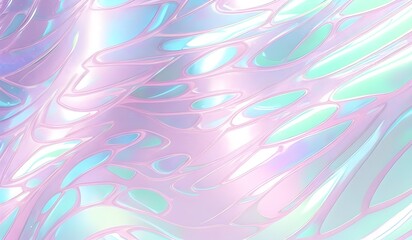 Obraz premium Holographic background seamless trendy iridescent light foil texture. Soft holographic pastel unicorn marble background pattern. Modern pearlescent blurry abstract swirl illustration. 