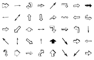 Set Of Arrows Icons Collection Isolated Silhouette Solid Icons Including Direction,Right,Left,Arrow,Sketch Outline Icons Collection. Simple Vector Illustration