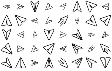 Set Of Linear Arrow Line 25Px Icons Silhouette Vector Logo Design Containing Navigation,Direction,Turn-Left,Down-Arrow,Arrow Set Vector Flat Line Icons