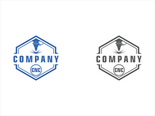 Laser cutting logo with circular gear design template silhouette isolated. CNC machine logo emblem