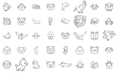 Mega Set Of Vector Animal Line Vector Symbols Apps, Websites Ui Designs Suitable For Animal,Character,Zoo,Pet,Bird Set Vector Flat Line Icons