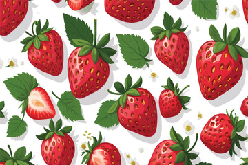 Strawberry. Strawberry seamless pattern on a white background
