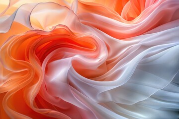 Obraz premium Abstract Swirling Pattern of Peach and White Sheer Fabric