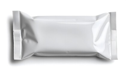 A white plastic wrapper with a white bar in the middle