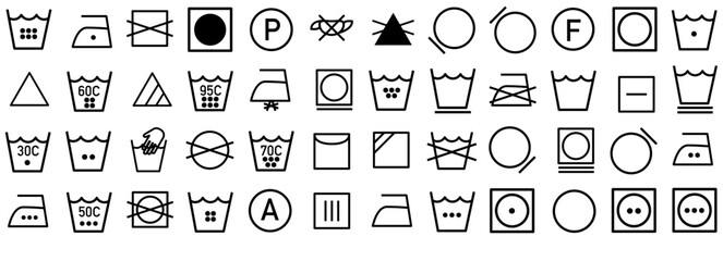 Mega Set Of Vector Washing Icons Silhouette Vector Logo Design Containing Wash,Directions,Clothes,Washing,Laundry Vector Icons Illustration Collection