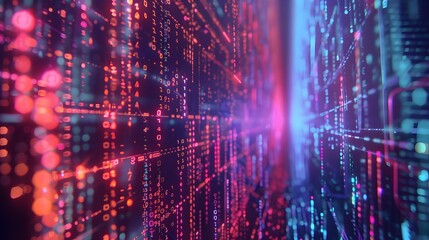 Obraz premium A digital void where valid data transmissions are echoed and distorted, creating a disorienting effect as maliciously repeated messages disrupt the flow of communication