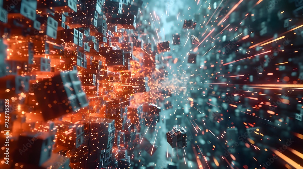 Poster an intense digital battlefield where two different inputs collide and merge into a single cryptograp