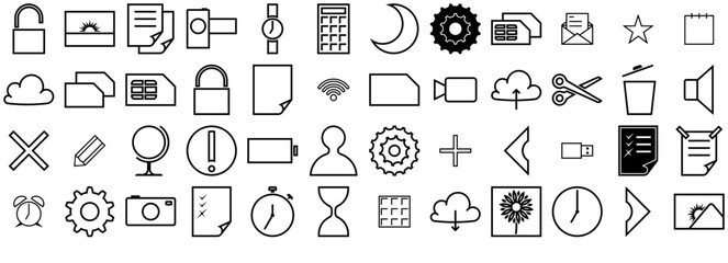 Set Of Software Isolated Silhouette Solid Icons With Picture,Software,Computer,File Stroke Icon Collection. Vector Illustration