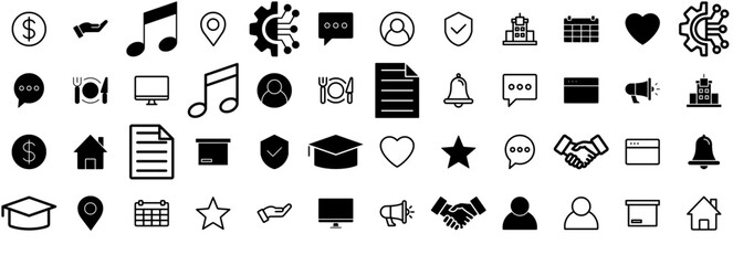 Mega Set Of Vector Social Media Isolated Silhouette Solid Icons With Technology,Person,User,Hand,Communication Vector Icons Illustration Collection