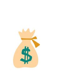 Money bag vector icon, moneybag flat simple cartoon illustration.