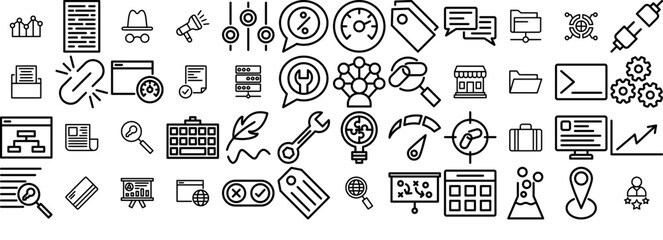 Set Of Linear Seo And Digital Marketing Icons Collection Isolated Silhouette Solid Icons Including Link-Building,Seo,Speedometer,Writing,Website-Speed Infographic Simple Vector Illustration Logo