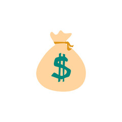 Money bag vector icon, moneybag flat simple cartoon illustration.