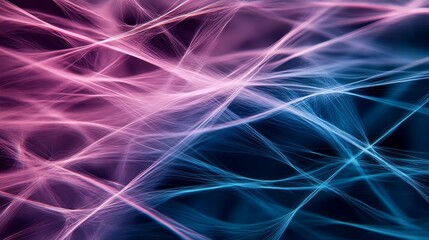 Abstract Intertwined Lines: A mesmerizing dance of vibrant pink and blue lines against a deep black background, creating a captivating abstract design that evokes a sense of movement, energy, and conn