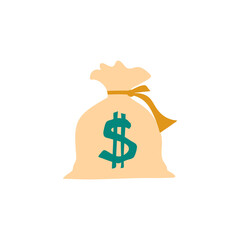 Money bag vector icon, moneybag flat simple cartoon illustration.