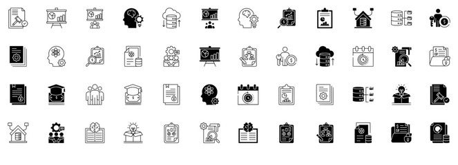 A Collection Of Project Management Vector Symbols Apps, Websites Ui Designs Suitable For Data,Management,Business,Project-Management,Database Infographic Simple Vector Illustration Logo