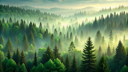 Fototapeta premium Tranquil Forest Fade: Serene, Earthy, Gradient, Sage Greens, Nature-Inspired