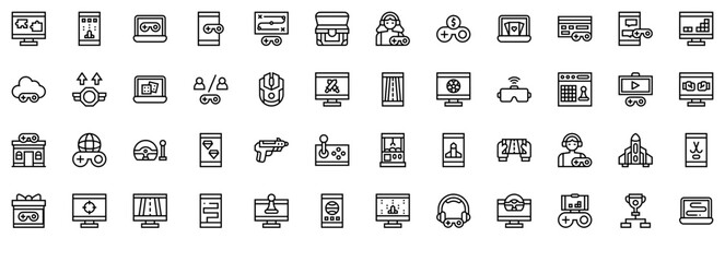 Set Of Online Game Icons Silhouette Vector Logo Design Containing Game,Online-Game,Gaming,Gamepad,Video-Game Set Vector Flat Line Icons