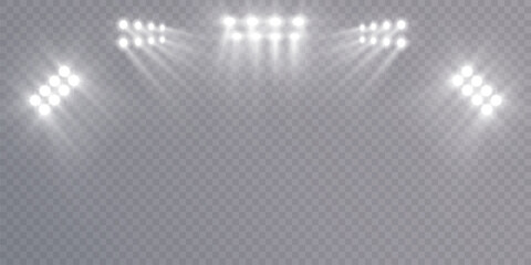 Stadium floodlight isolated set of LED strobe lights for lighting stage, stadium, podium, advertising presentations.   © Valeriia