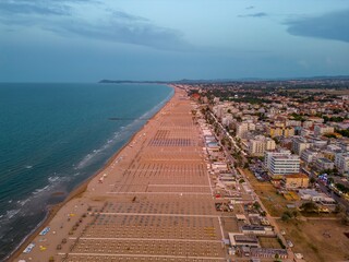 Obraz premium Rimini beach in the evening. Italy, Emilia Romagna