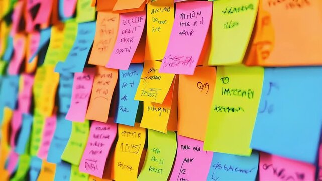 Colorful sticky notes with handwritten messages.