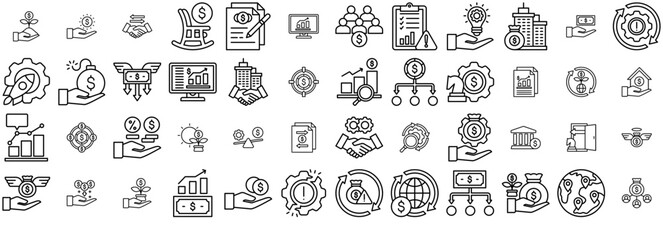 Mega Set Of Vector Funding And Investment Icons Web Header Banner Design Containing Invest,Investment,Dollar,Business-And-Finance,Growth Business Infographic Elements Logo Vector Illustration