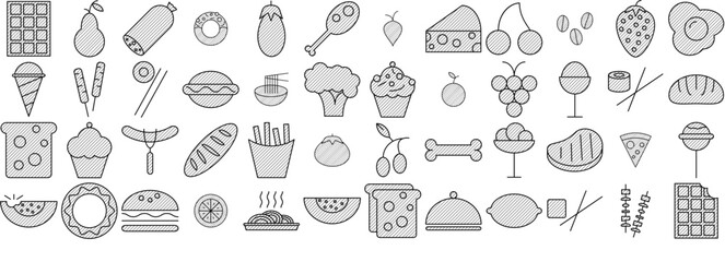 Mega Set Of Vector Food Icons Web Header Banner Design Containing Vegetable,Loaf,Bread,Sushi,Fruit Business Infographic Elements Logo Vector Illustration