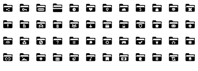 Set Of Linear Folder Icons Silhouette Vector Logo Design Containing File,Storage,Secure,Folder,Document Business Infographic Elements Logo Vector Illustration
