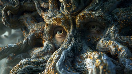 Fototapeta premium Abstract Creature with Golden Details.