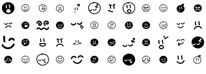 Mega Set Of Vector Emojis Icons Silhouette Vector Logo Design Containing Happy,Mad,Face,Hand-Draw,Emoji Pictograms And Infographics Design Elements Vector Illustration