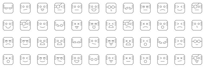 Mega Set Of Vector Emoji Faces 5 S2 Light Icons Collection Isolated Silhouette Solid Icons Including Emotion,Face,Expression,Avatar,Emoji Infographic Simple Vector Illustration Logo