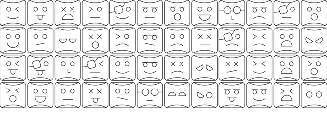 Set Of Linear Emoji Faces 6 Light Vector Symbols Apps, Websites Ui Designs Suitable For Face,Emotion,Expression,Emoji,Avatar Pictograms And Infographics Design Elements Vector Illustration