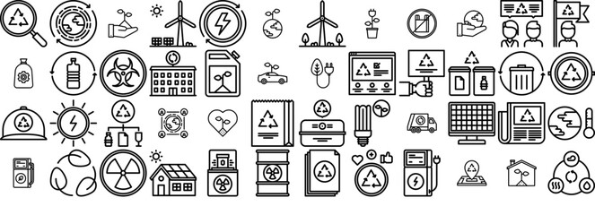 A Collection Of Ecology Icons Silhouette Vector Logo Design Containing Recycling,Eco,Plant,Ecology,Green Pictograms And Infographics Design Elements Vector Illustration